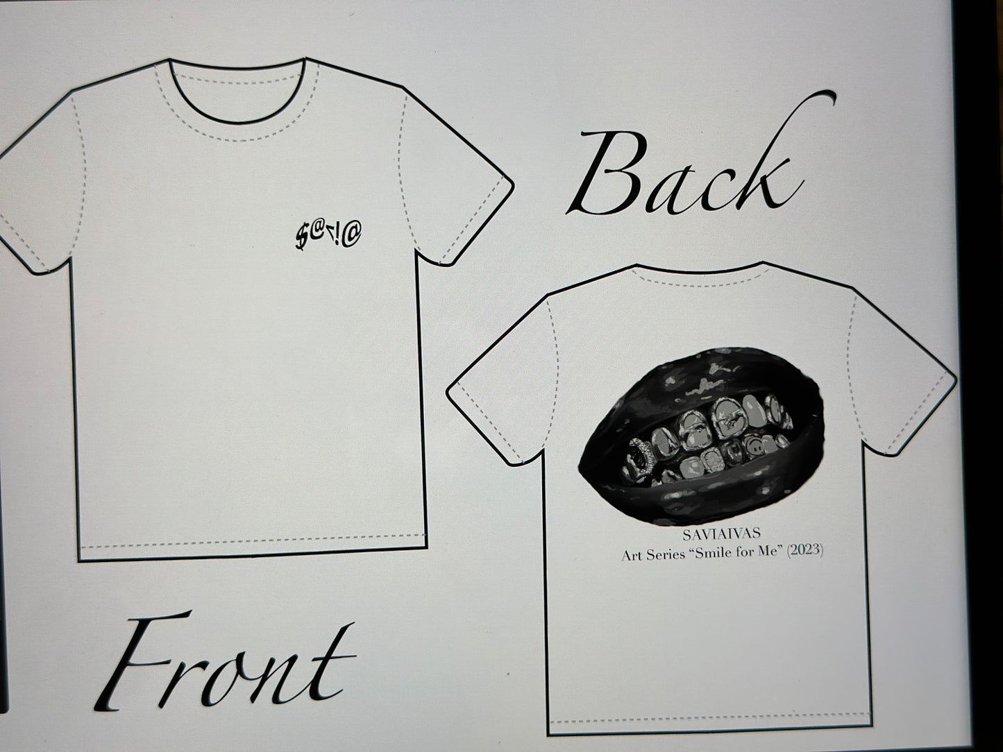 PREORDER “Smile for me” Art series shirt #1 B&W